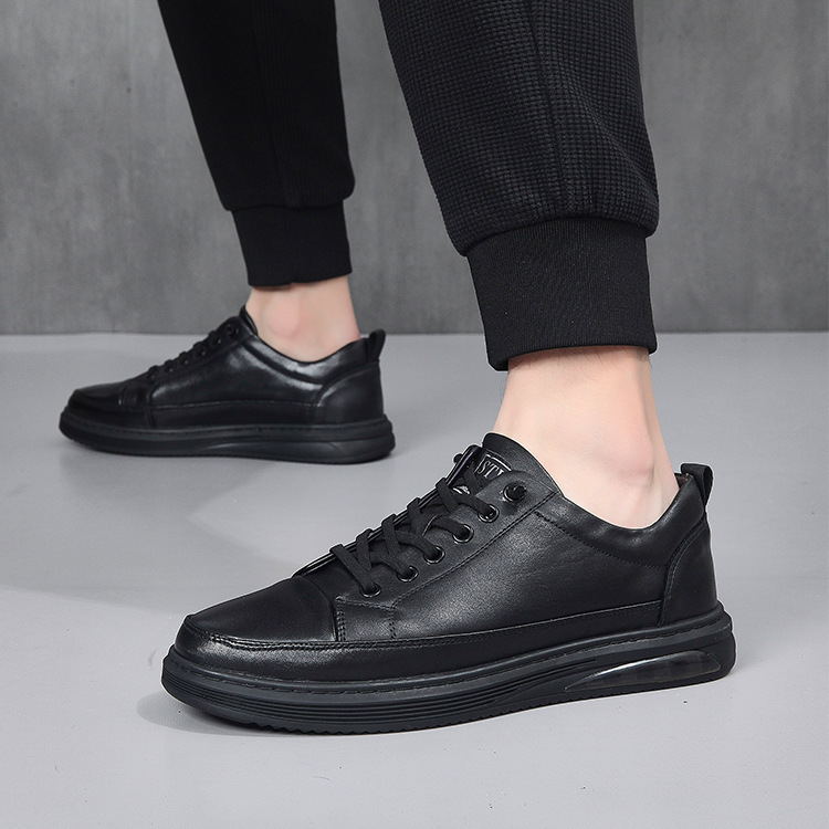 Chaussures en cuir pour hommes, chaussures plates noires, chaussures décontractées et polyvalentes en cuir de vachette de qualité supérieure, nouvelle collection automne_voghion.com