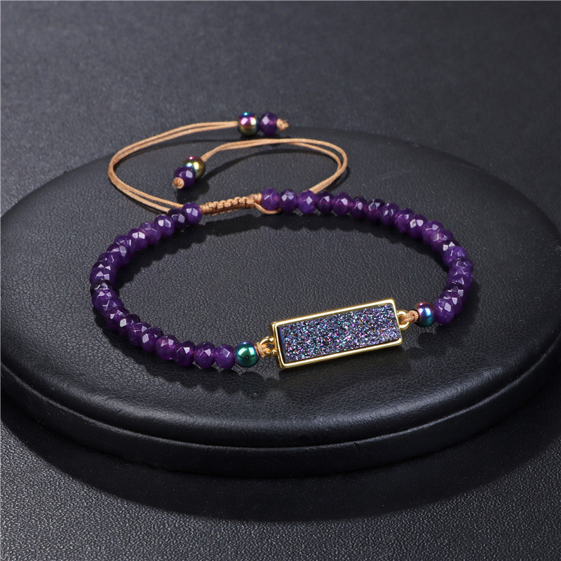 Contas de roda de pedra natural para presente de namorada, conjunto de cristal, pulseira ajustável tecida_voghion.com