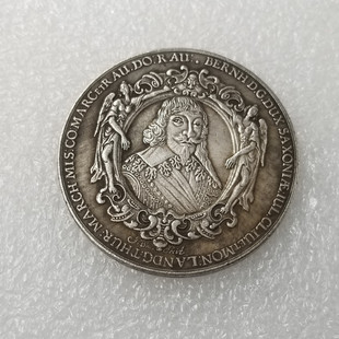 Antique crafts 1638 brass material German brass silver plated old silver dollar silver round craft wholesale #372