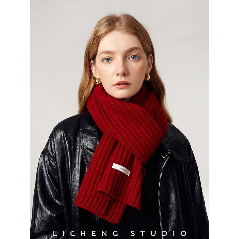 High Version Australian 100% Wool Knitted Scarf for Women in Winter, Versatile Basic Gift for Couples, Woolen Scarf for Men