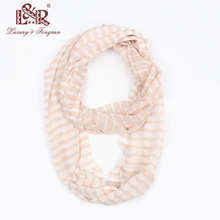 欧美风外贸品牌尾货原单驼白色横条纹棉亲肤透气百搭女围脖