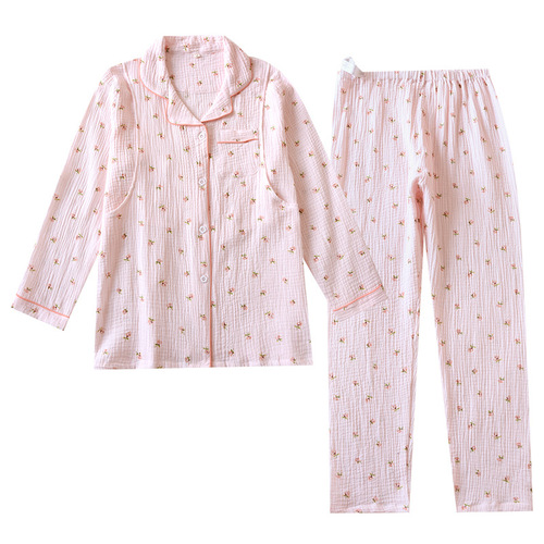 Breastfeeding pajamas, thin large size nursing clothes, four-season thin crepe confinement clothes, sweat-absorbent home clothes, double-layer gauze cover