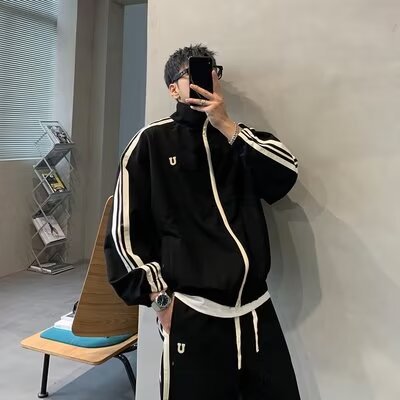 Suministro directo de fábrica 2024 primavera nueva chaqueta casual cuello alto para hombre chaqueta deportiva suelta para estudiantes de moda coreana