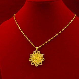 Authentic Official genuine goods Hong Kong Jewelry Palladium Necklace Women's Elegant All-match Light Luxury Lotus Sand Gold Pendant Tanabata