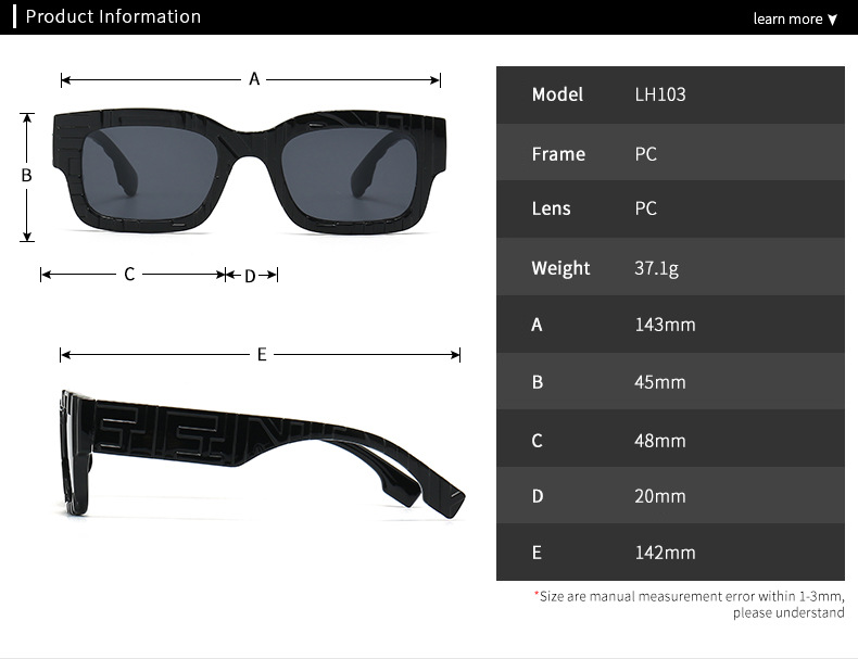 European and American sunglasses ins fashion square sunglasses men's large frame sunglasses women's sunglasses 103_voghion.com