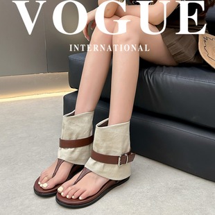 French-Style Height-Increasing Thong Sandals for Women 2025 New Summer Slip-On Clogs Sandals Short Boots