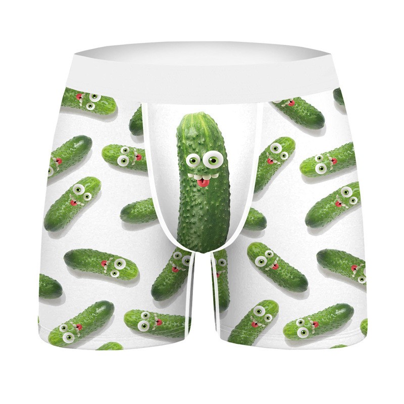 Factory Direct Supply Amazon 3D Digital Printing Men's Underwear Milk Silk Stretch Men's Boxer Swim Trunks