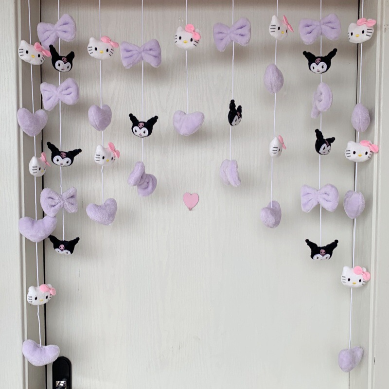 Pink Cat Purple Knot Kulomi Door Curtain Bedroom Living Room Curtain Door Curtain Partition Curtain Punch-free Door Curtain