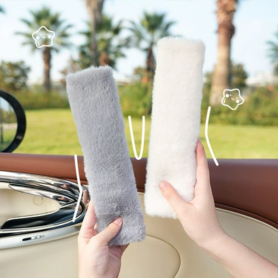 Imitation Rabbit Fur Car Interior — Seat belt shoulder pad