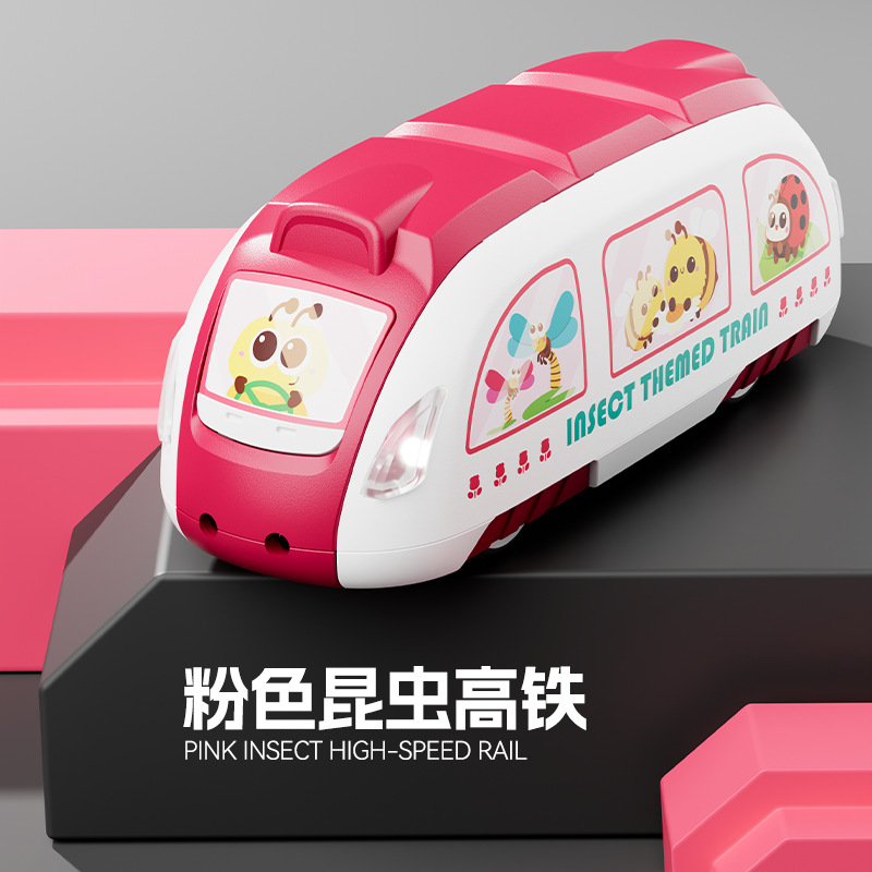 Cartoon transfronterizo multifuncional eléctrico de alta velocidad coche de juguete modelo de tren pequeño juguete de inercia