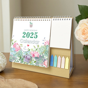 Cross-Border 2025 Morandi Color English Creative Storage Pocket Multifunctional Calendar Simple Desktop Calendar Ornament