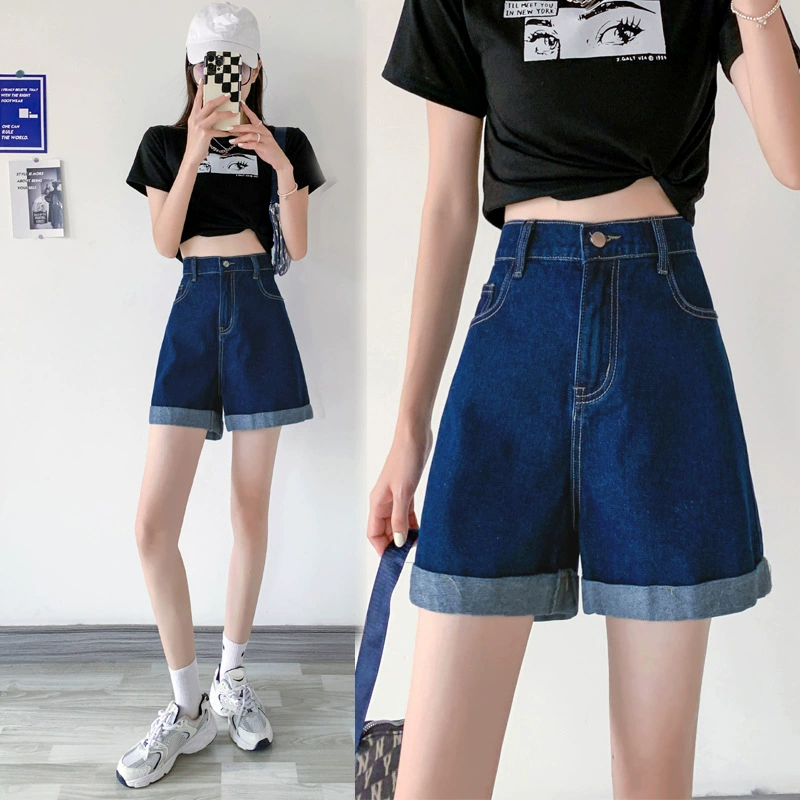 300кг шорты супер толстые очень Большие размеры женские Брюки Толстая спина эластичный пояс подол джинсовые А-образные брюки 206