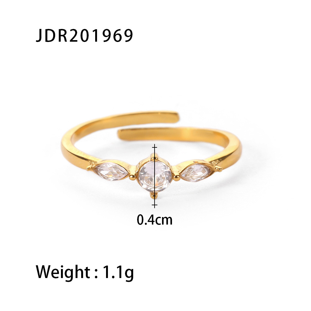 Fashion Geometric Stainless Steel Open Ring Plating Zircon Stainless Steel Rings display picture 7