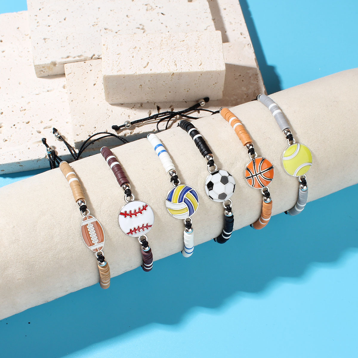 basketball football baseball woven fashionable bracelet
