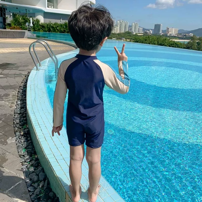 Детский купальник для мальчиков, комбинезон, универсальный быстросохнущий комплект с длинным рукавом для девочек, комфортный дышащий