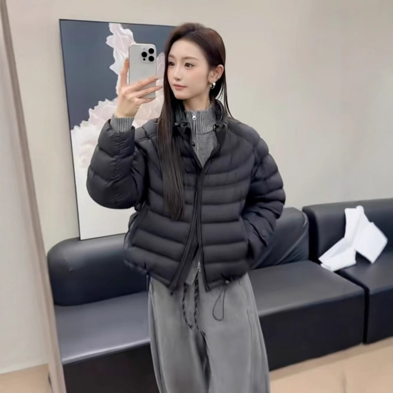 Puff Rib down Jacket Women's Short 2025 Winter New Korean Style Loose Small White Duck down Light Jacket