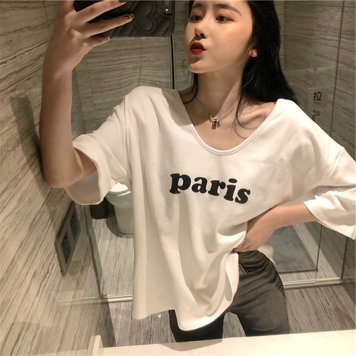T-shirt women's short-sleeved loose European and American style 2024 Korean version summer new style student letter print women's tops women's trendy