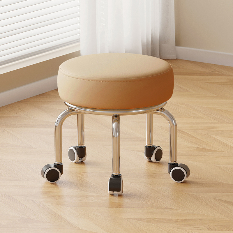 Polia doméstica taburete bajo rueda universal pequeño taburete silencioso rotativo taburete redondo móvil con artefacto moderno y simple
