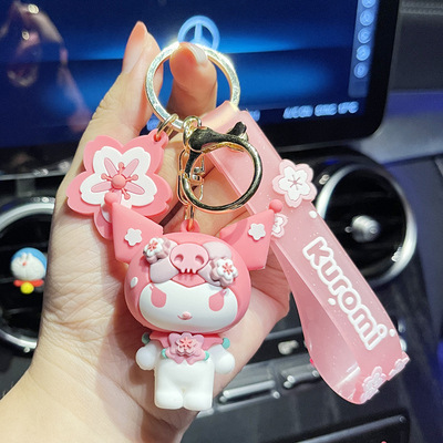 ピンクの桜のサンリオの公仔の玉桂の犬のキーホルダーはかわいい漫画のペンダントの自動車のキーホルダーの卸売りを掛けます。|undefined