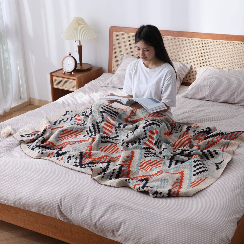 Knitted woolen cloak, duvet for sleep, sofa, simple and elegant design, boho style, wholesale