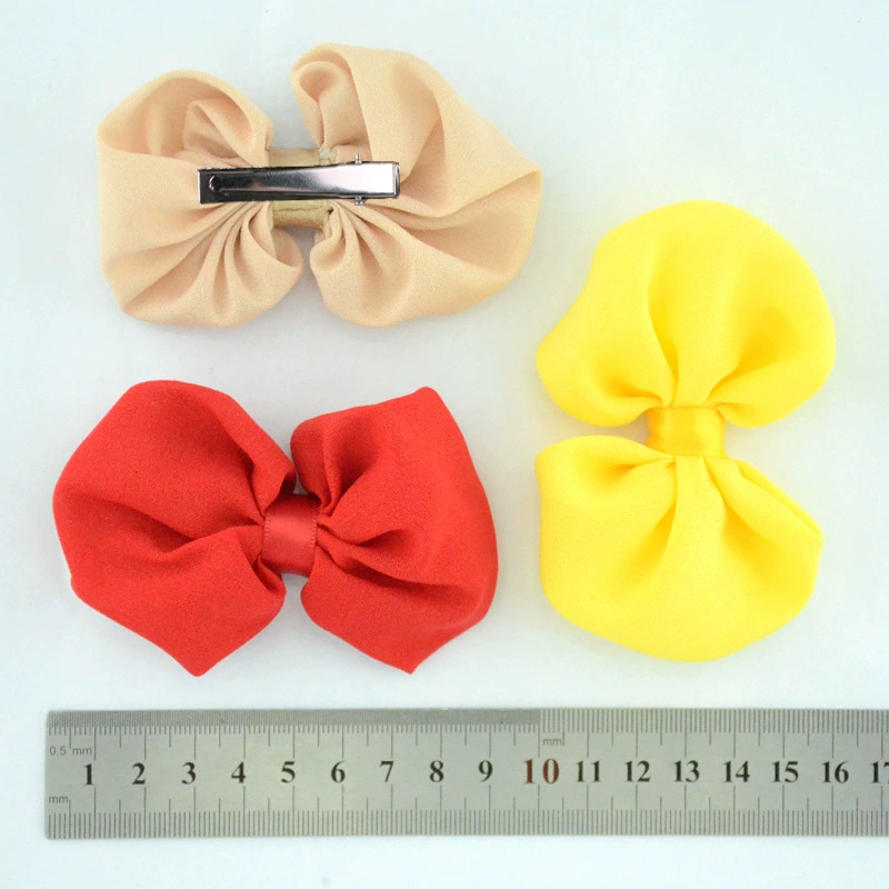 Children's hair accessory, shiffon bow tie with bow, hairgrip, wholesale, 19 colors