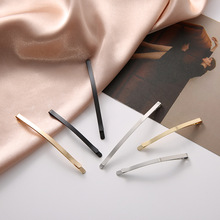 厂家直供韩版一字夹弯弓形刘海边夹环保金白亚黑三个色diy材料