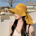 韩版夏季帽子女户外旅游防晒遮阳帽网眼护脖披肩帽防紫外线太阳帽