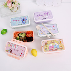 Cartoon cute Melakulomi 1100ML large capacity lunch box with cutlery compartments for students and office workers