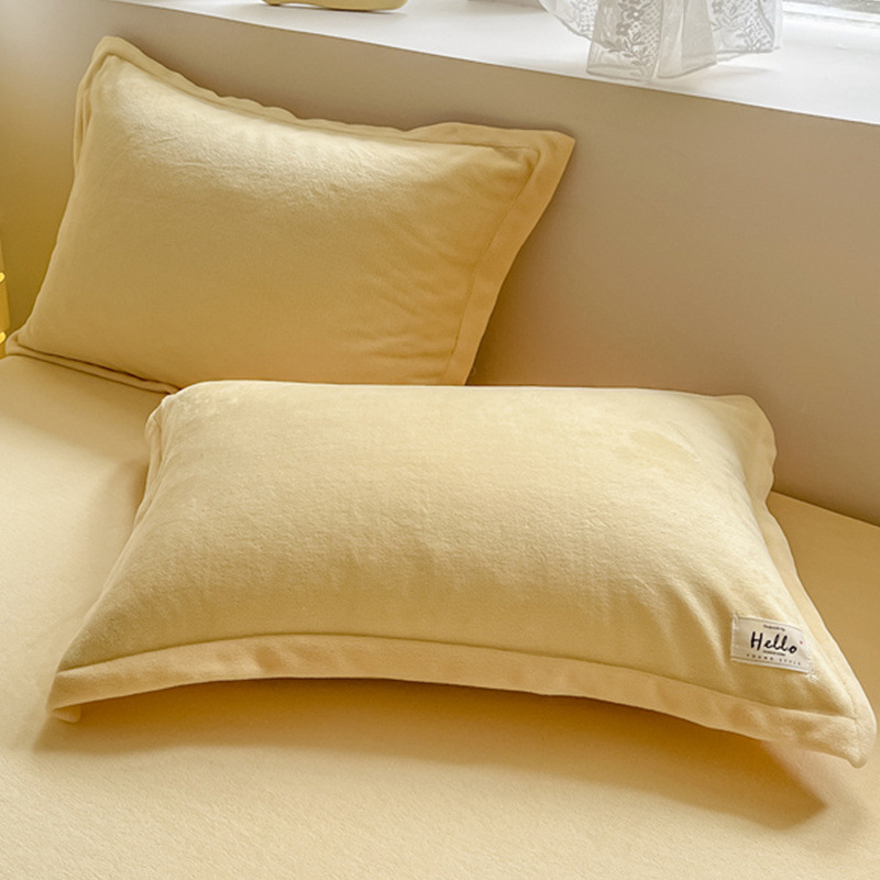 Funda de almohada de lana de leche gruesa de invierno par de 48cm x 74cm Funda de almohada de lana de coral Funda de núcleo de almohada individual 2