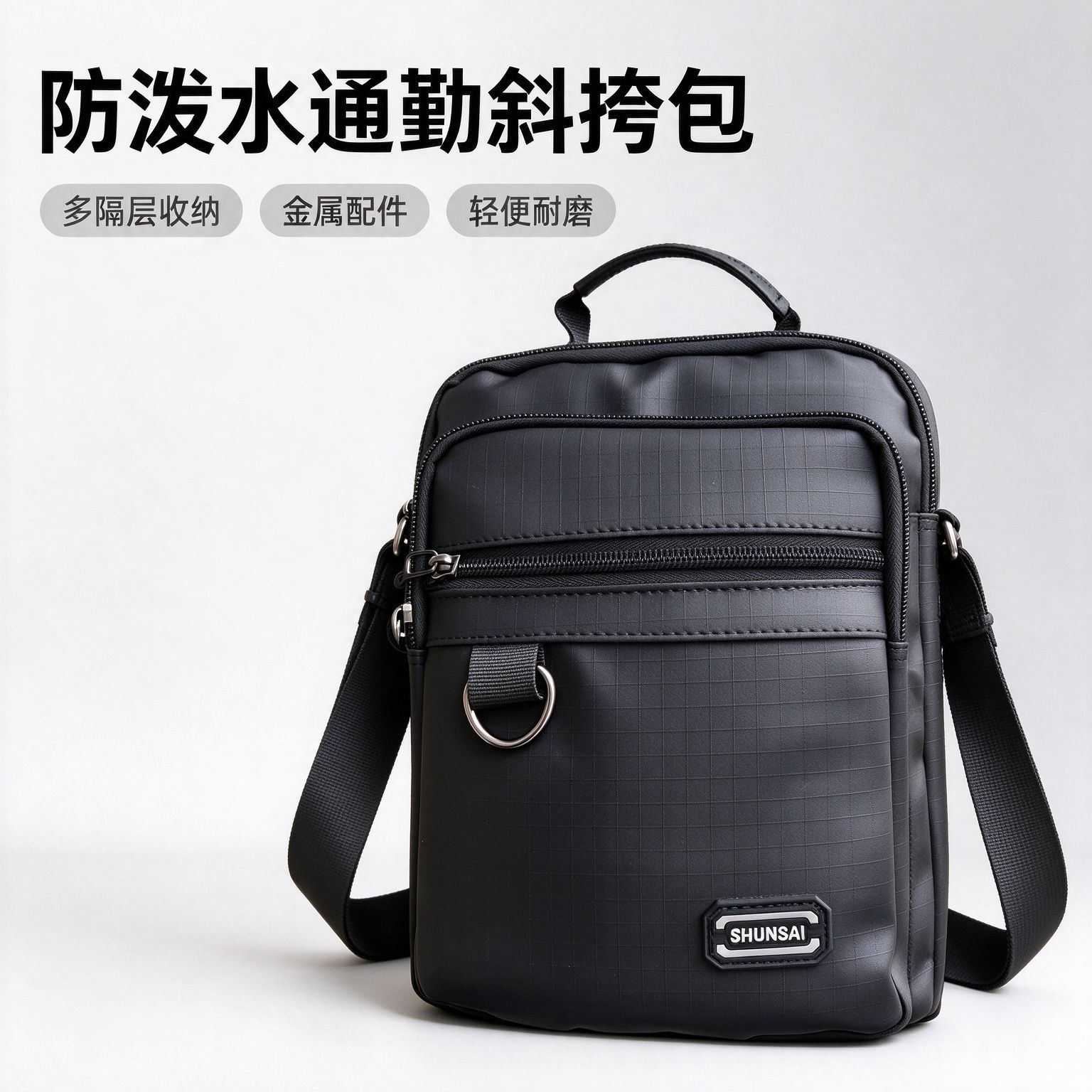 Men's Casual Crossbody Bag, Water-Resistant and Wear-Resistant, Multi-Compartment Business Commuter Handbag, Wholesale