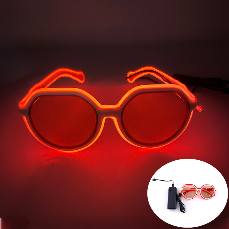 Gafas luminosas LED Barra KTV Equipo nocturno Gafas EL Gafas luminosas Oval Retro Moda Tinta Espejo