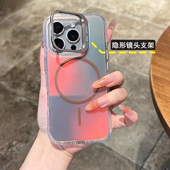 新登場 カラフル マグネット式 iPhone17ProMax用スマホケース Apple15強力マグネット 13レーザーレンズスタンド