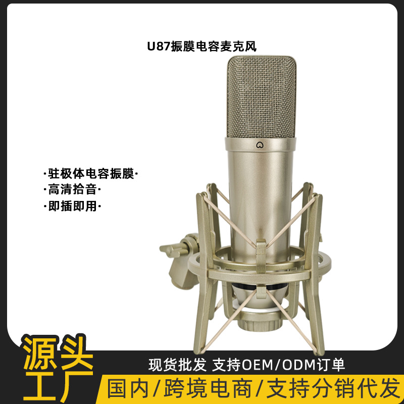U87 Wired Condenser Diaphragm Karaoke Sound Card Microphone Live Recording Microphone Anchor Computer Mobile Phone Singing Microphone