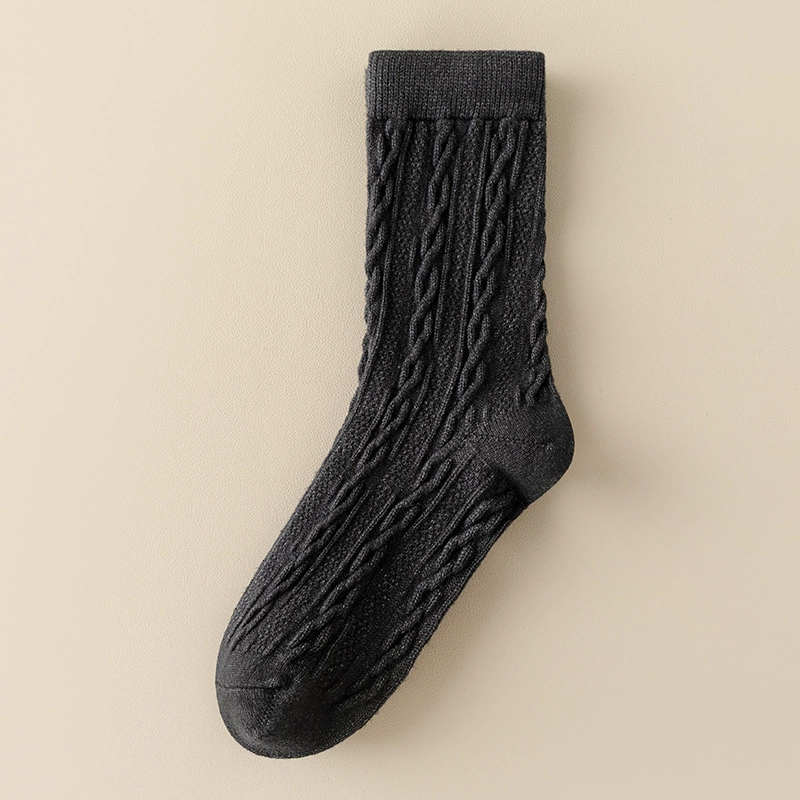 Women’s mid‑tube winter wool socks, solid colors, warm (mid‑calf)