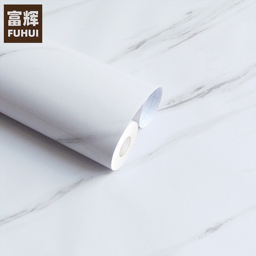 Jazz white marble wallpaper self-adhesive thickened kitchen oil-proof sticker PVC furniture protection film renovation sticker