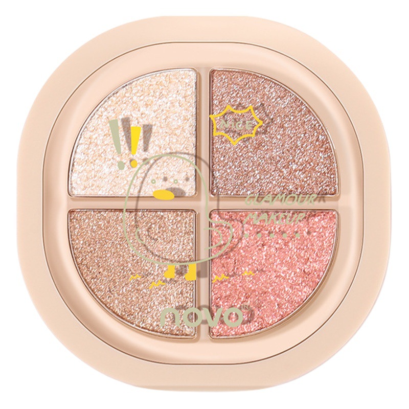 Novo5676 Smart, Soft and Waxy Four-Color Eyeshadow Palette, Pearlescent Matte, Fine Shimmer, Non-Smudged, Gentle Pink and Purple Taro Mud Eyeshadow
