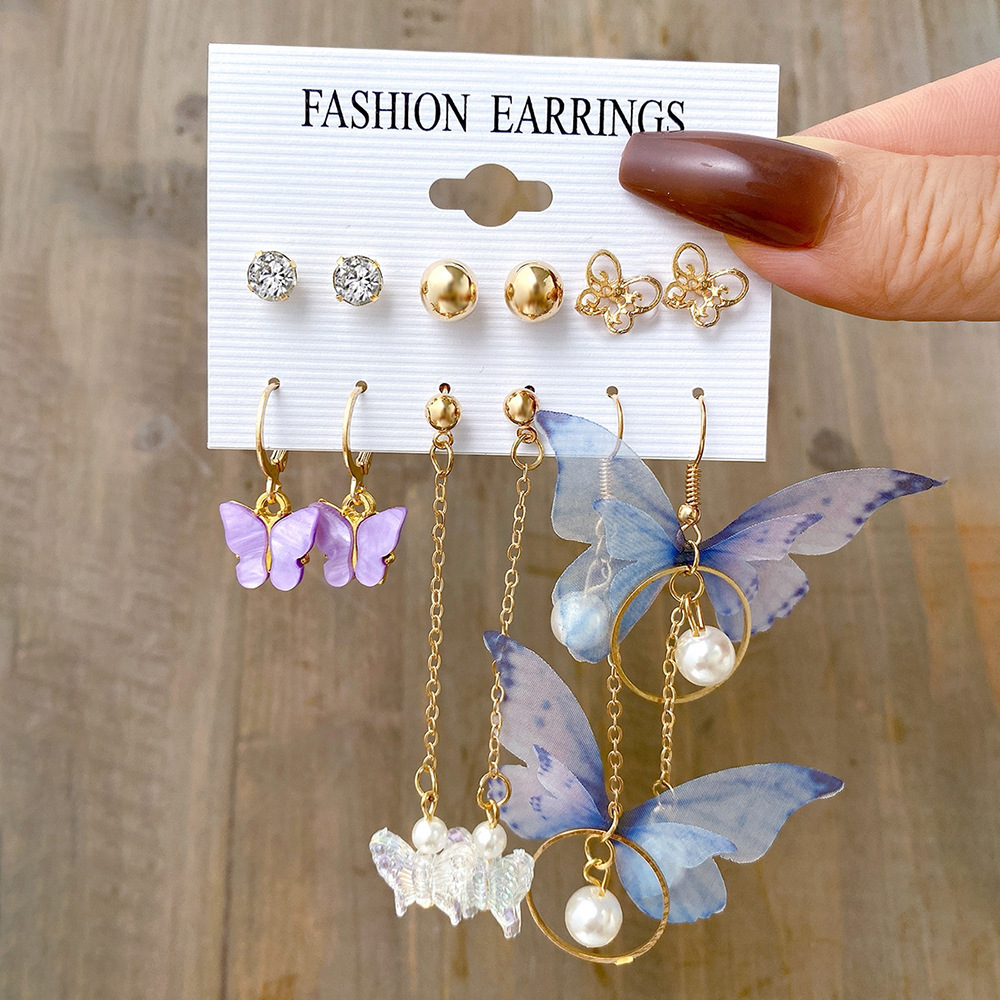 欧美跨境新款珍珠女士耳环 复古金色耳圈套装6件套Earrings Set 欧美跨境新款珍珠女士耳环 复古金色耳圈套装6件套Earrings Set