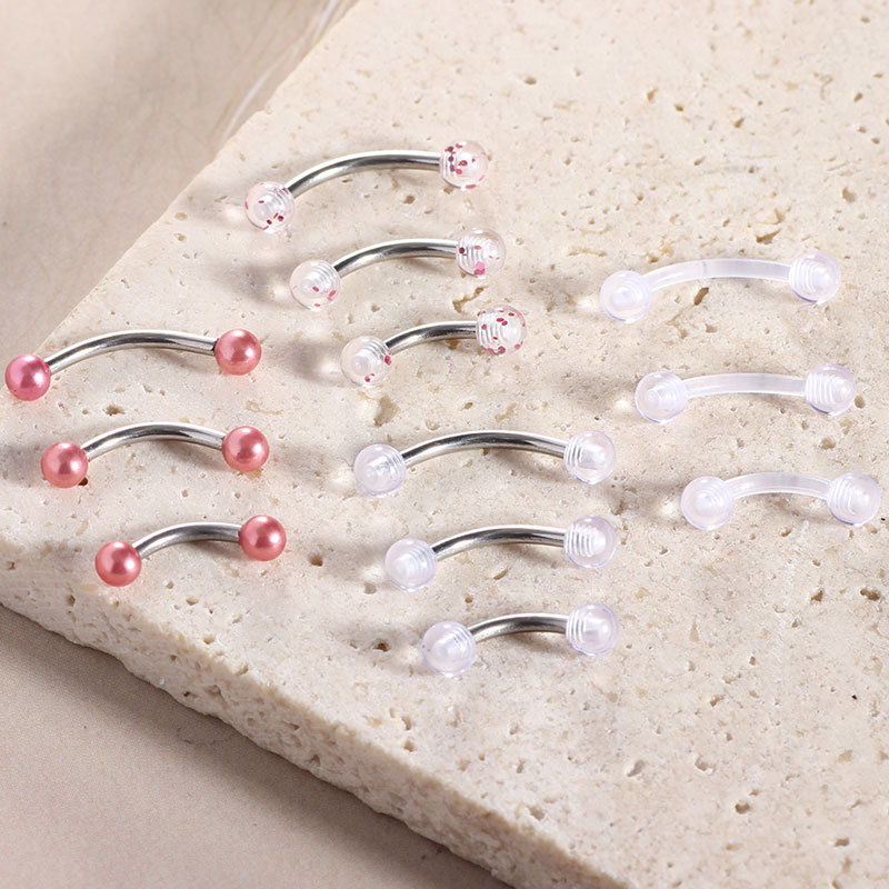 Basic Stainless Steel and Acrylic Eyebrow and Lip Piercing Set 6-10mm - 3 to 12 Pieces detail image 7