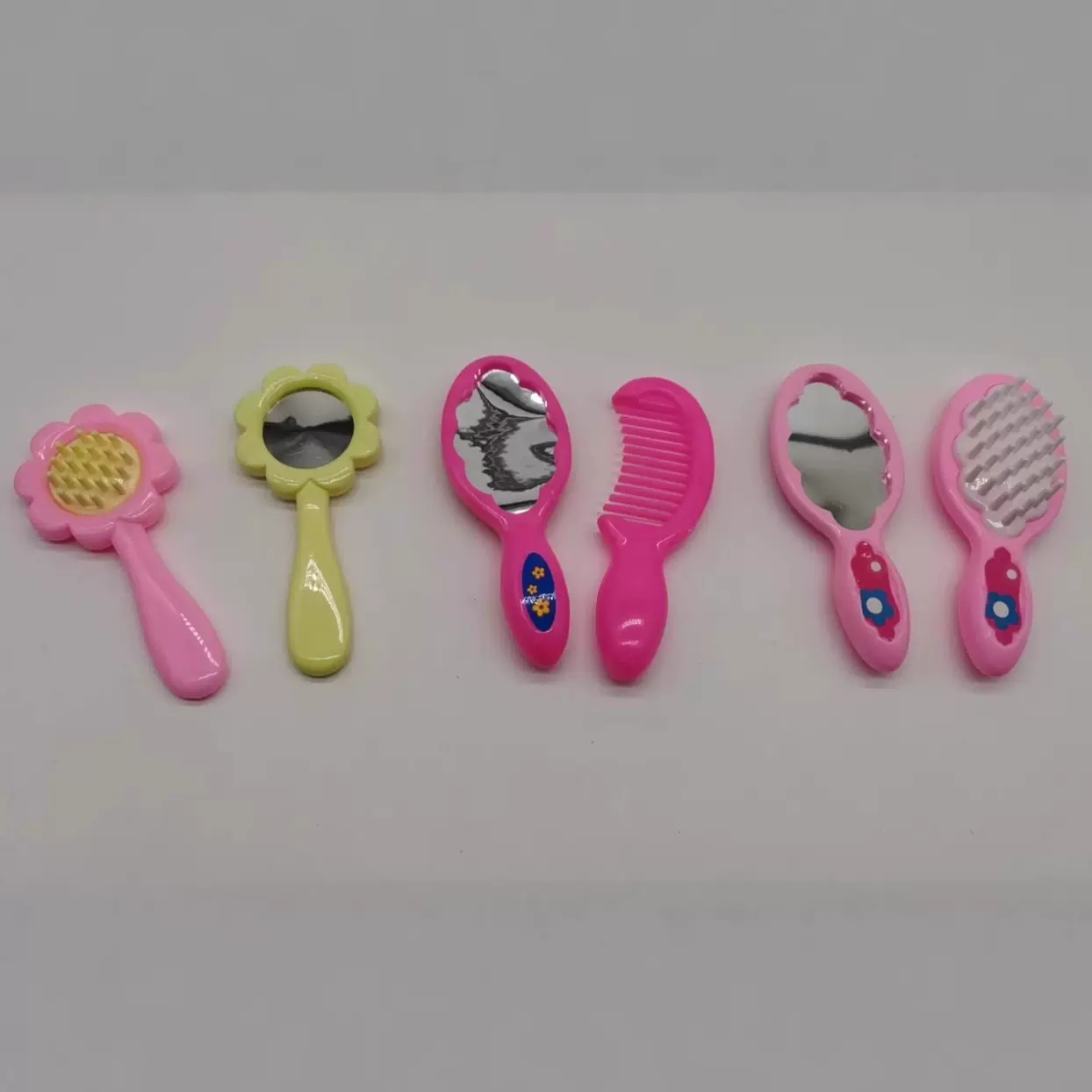 跨境娃娃配件女孩过家家迷你梳妆配饰2件套儿童仿真梳子镜子玩具