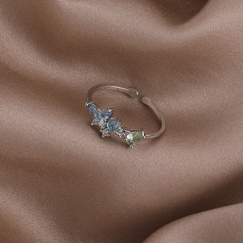 Sweet Geometric Copper Flowers Open Ring 1 Piece