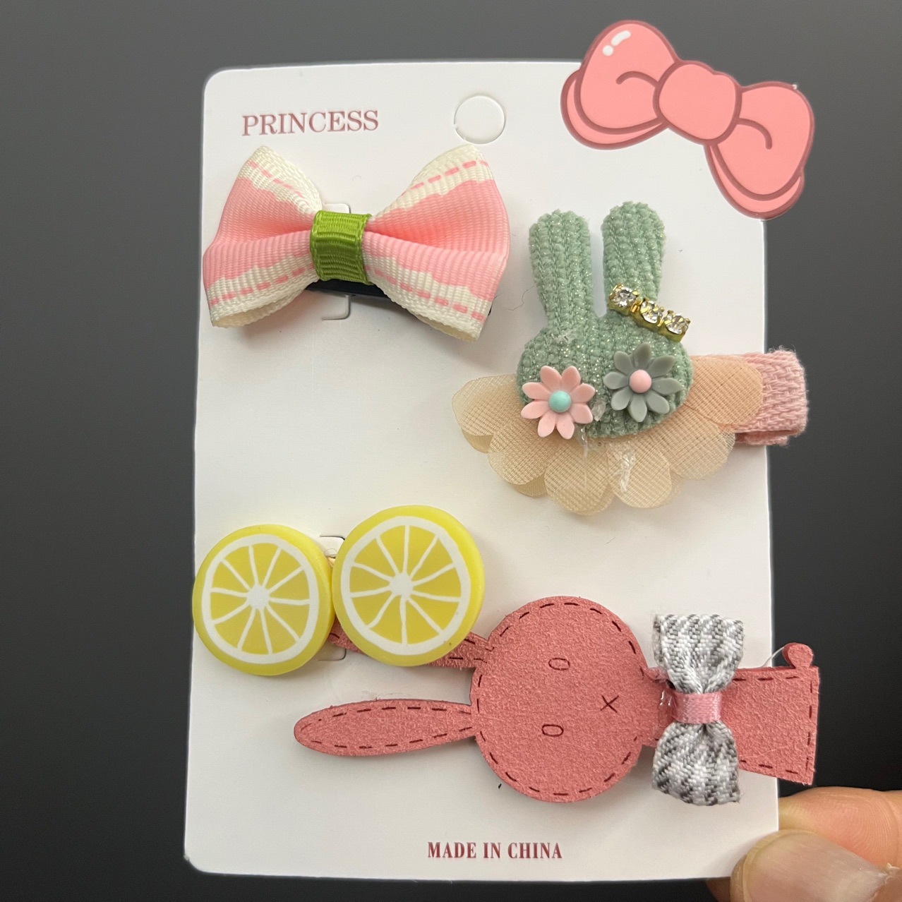 KP801四卡位错开发夹卡纸红蝴蝶结发卡饰品包装卡片韩版风格吊牌