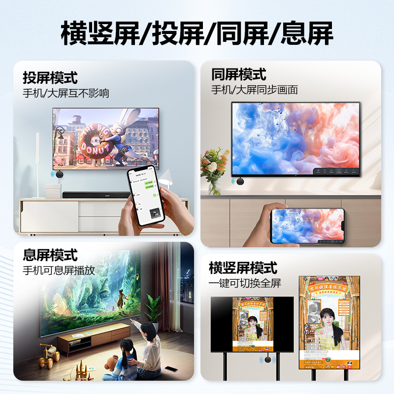 Venta al por mayor teléfono móvil inalámbrico mismo dispositivo de pantalla horizontal y vertical G2 empuje tesoro HD HDMI pantalla de proyección sin demora transmisión en vivo móvil