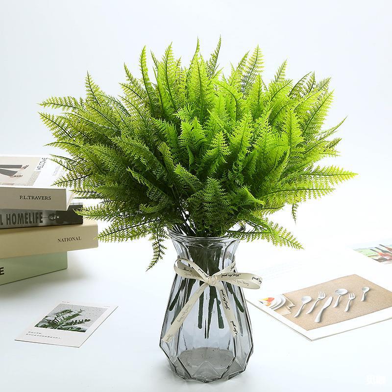 义乌厂家供货仿真植物绿植盆栽装饰塑料假草蕨类波斯蕨草蕨叶