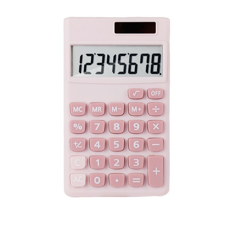 8 dígitos de gran pantalla de color caramelo colorido doble fuente de alimentación calculadora solar adorable pequeño estudiante portátil