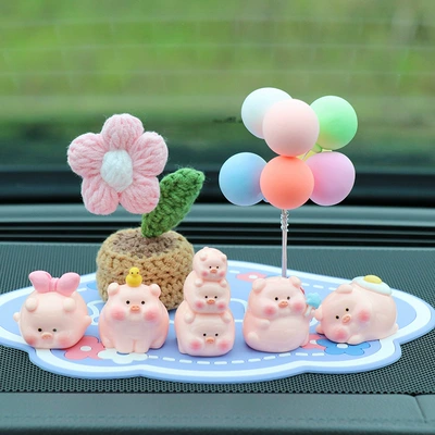 Car ornaments – Car Ornaments, Car Dashboard - 5-little-pigs-mickey-light-color-balloons-pink-flowers-blue-lucky-mat