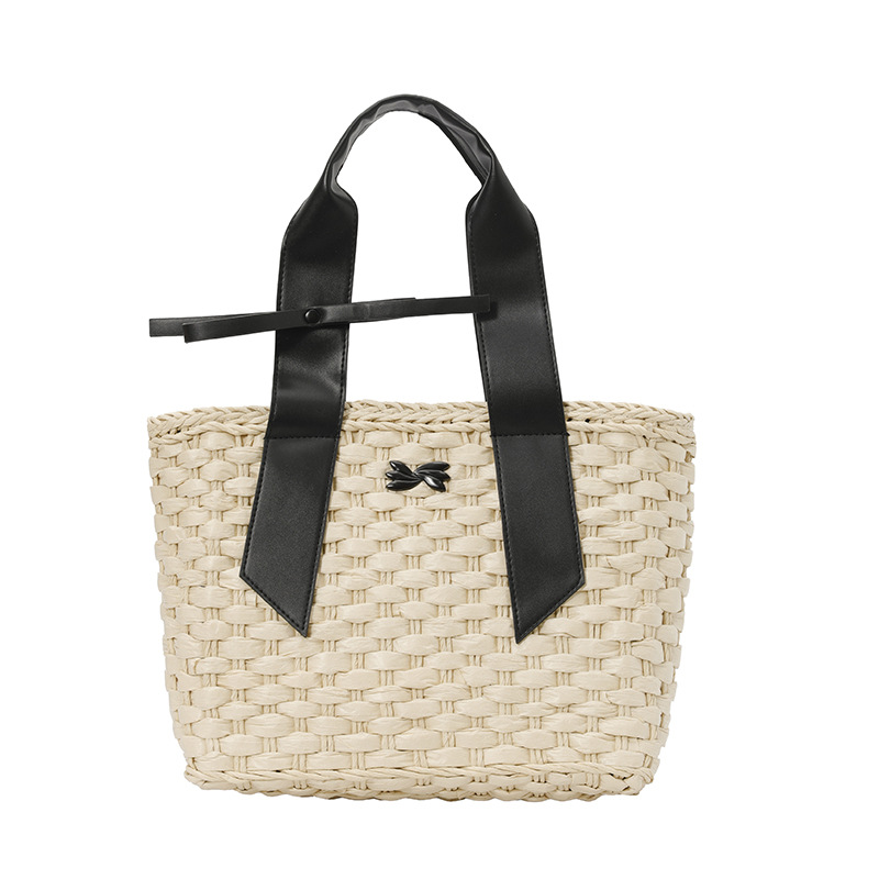 Transfronterizo retro marea tela de hierba extranjera tela de bolsa de gran capacidad extranjera sensación cotidiana vacaciones bolsa de balde de playa