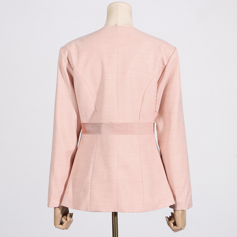 GraceChic Modischer Freizeitanzug für Damen 2025: Neuer Blazer mit V-Ausschnitt, langen Ärmeln und Bindeband + hochtaillierte, gerade geschnittene Hose mit weitem Bein._voghion.com