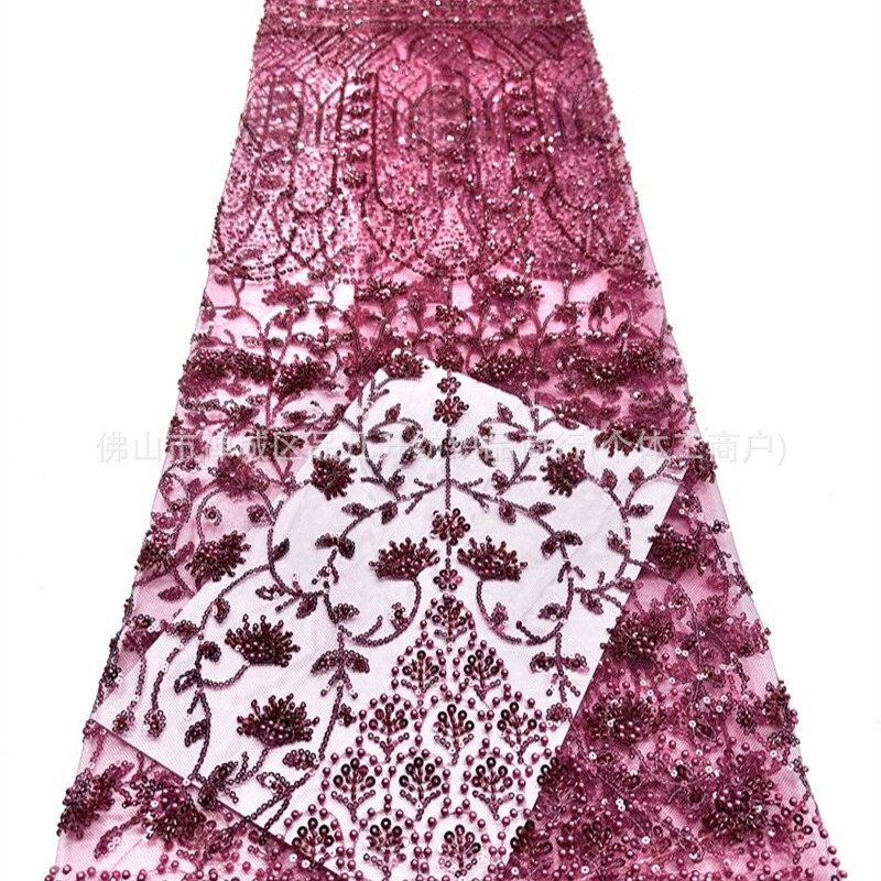 2026 nuevo diseño de fabricantes pesados cuentas bordadas tela de vestido de noche de lujo de alta calidad al por mayor