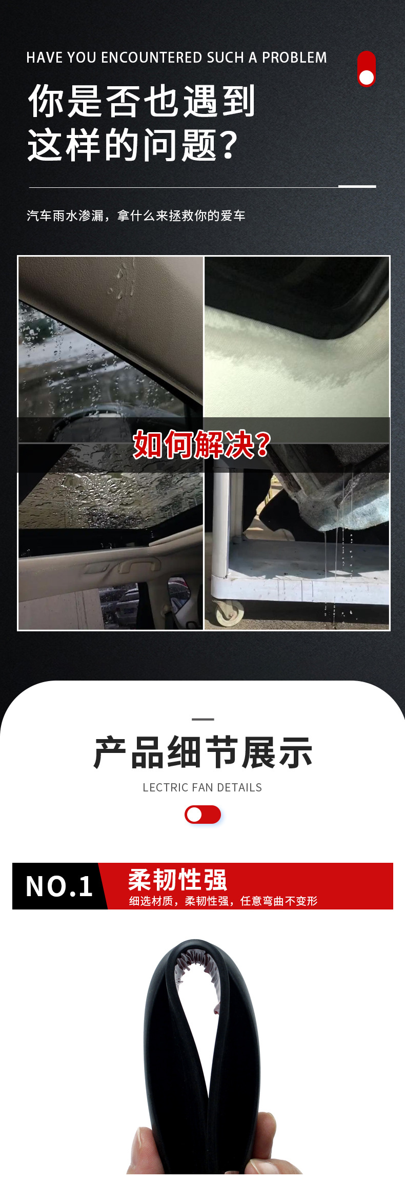 J-Type Car Rubber Strip, Rv Water Guide Strip, Roof Edge Leak-Proof Sealing Strip, Soft Rubber with Good Elasticity, Suitable for Cross-Border Use