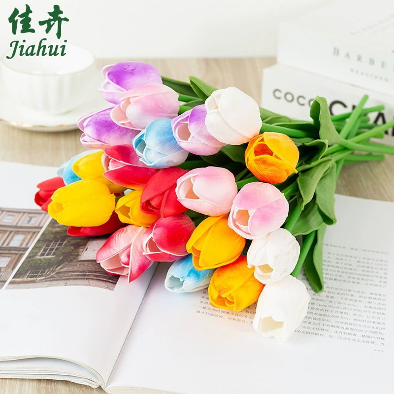 Artificial polyurethane tulip stem, realistic touch, wedding & home décor, lightweight 0.015 kg